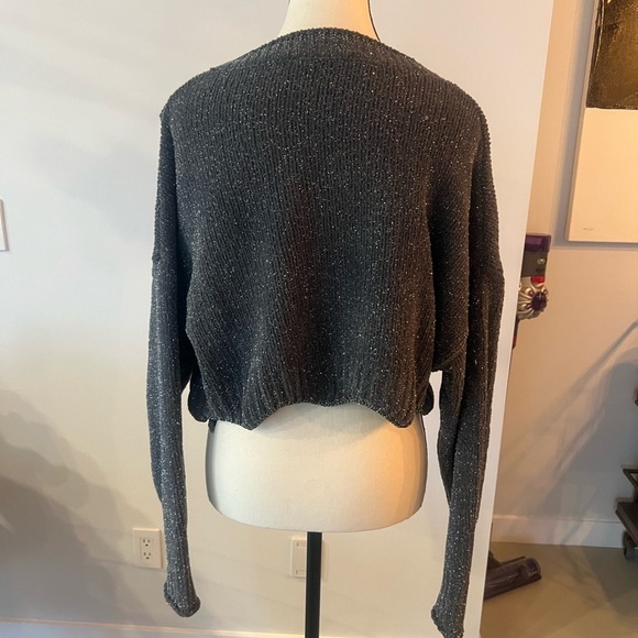 Zara Grey Silver  Crop Sparkle Sweater - Picture 10 of 11